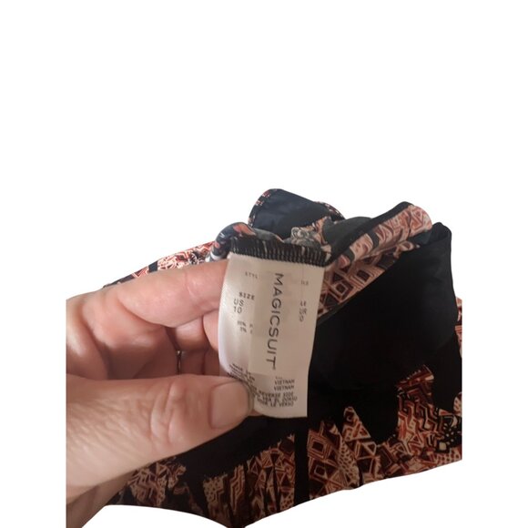 Magicsuit Womens Asymmetrical Tankini Top Size 10 Black/Red Tribal Print NWT - Picture 5 of 7